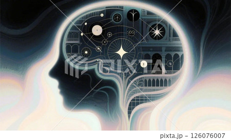 脳の中の宇宙　学習系コンテンツに使用できる脳のイラスト 126076007