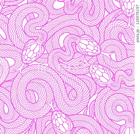 Seamless graphic wallpaper with snakes. Endless linear ornament with reptiles. Seamless graphic wallpaper with snakes. Endless linear ornament with reptiles. 126076197
