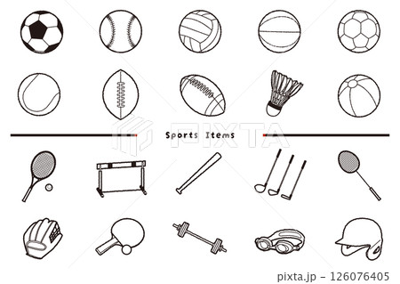 スポーツアイコンセット – 各種スポーツ用品のベクターイラスト​ 126076405