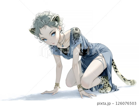 獲物を狙うチーターの妖精のイラスト素材 126076503