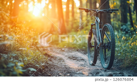 mountain biking through scenic trail, adrenaline adventure 126076804