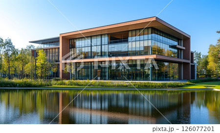university building with modern architecture, 126077201