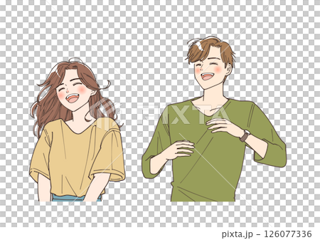 Set of women and men laughing out loud 126077336