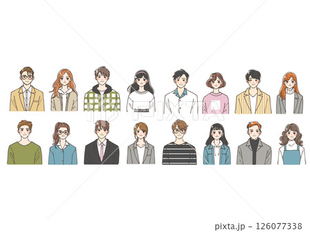 若い男女の上半身アイコンのセット 126077338