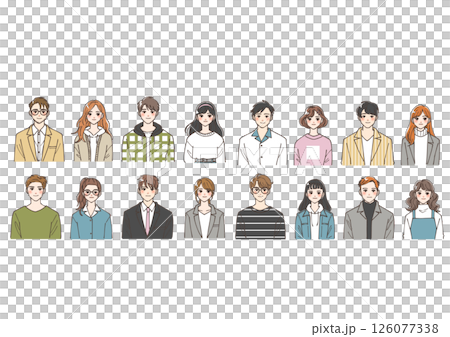 若い男女の上半身アイコンのセット 126077338