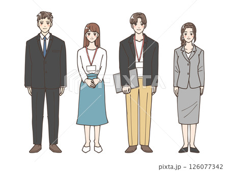 一列に並んでいる若いビジネスマンたちのイラスト 126077342
