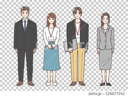 一列に並んでいる若いビジネスマンたちのイラスト 126077342