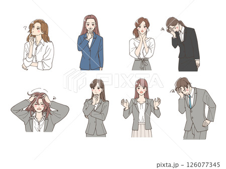 若い男女のビジネスマンが様々なジェスチャーをしているイラストセット 若い男女のビジネスマンが様々なジェスチャーをしているイラストセット 126077345