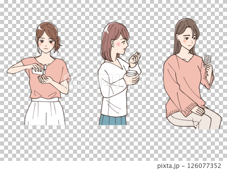 婦女服藥的插圖集 婦女服藥的插圖集 126077352