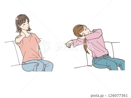 体の不調や疲労を感じている女性のイラストセット 126077361