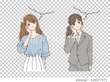 一群年輕女性在思考 一群年輕女性在思考 126077371