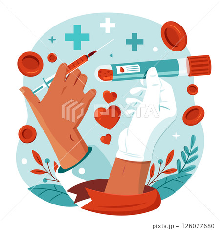 Flat World Blood Donor Day Illustration 126077680