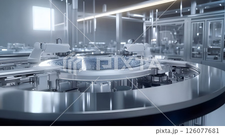 autonomous robots in high-tech factory, AI systems, machine learning in production, optimized manufacturing, future industry, 126077681