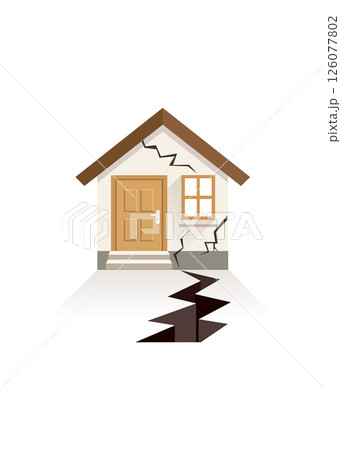 Ground crevice and house crack in flat design. stock illustration 126077802