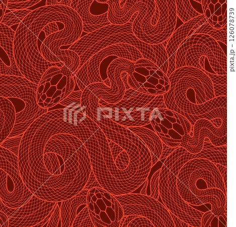 Seamless graphic wallpaper with snakes. Endless linear ornament with reptiles. Seamless graphic wallpaper with snakes. Endless linear ornament with reptiles. 126078739