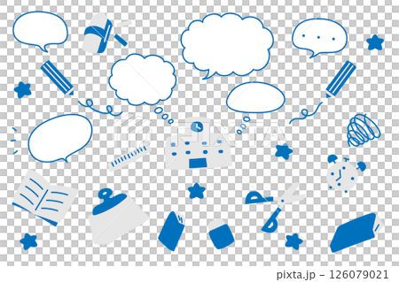 學習文具氣泡圖集的可愛插圖素材 學習文具氣泡圖集的可愛插圖素材 126079021