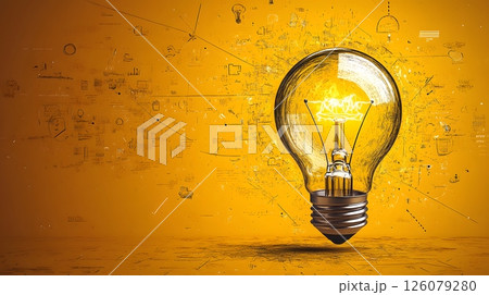 creative mind brainstorming new idea with digital lightbulb, creative mind brainstorming new idea with digital lightbulb, 126079280