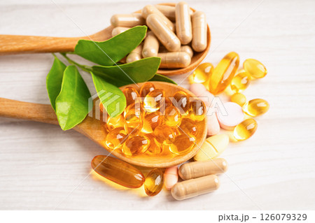 Alternative medicine herbal organic capsule drug herb. 126079329