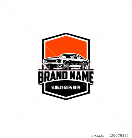 Mustang sportsroof cars with Twilight Circle Emblem Logo Isolated Vector. Set of ready-made logo templates isolated vector 126079335
