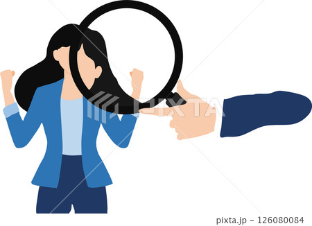ビジネスウーマンの顔を拡大するイラスト ビジネスウーマンの顔を拡大するイラスト 126080084