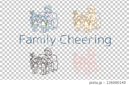 Brothers and sisters with their mothers cheering 126080140