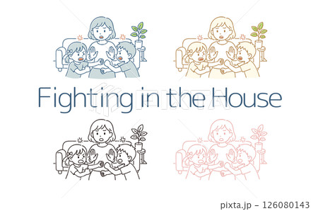 兄妹ケンカと止めるママ 126080143