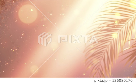 Golden Palm Leaves Pink Light Background Golden Palm Leaves Pink Light Background 126080170