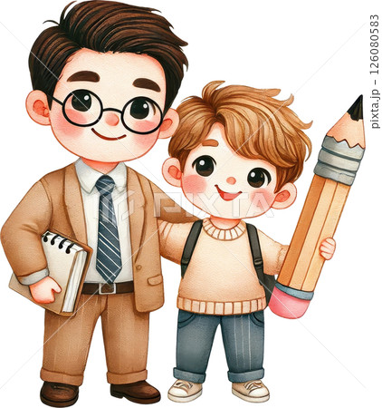 Teacher dad and cheerful son 126080583