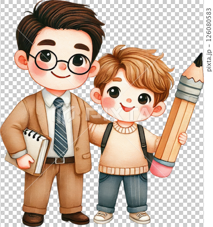 Teacher dad and cheerful son 126080583