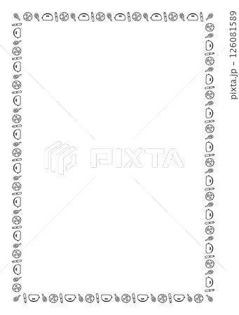 シンプルな手書きのかわいいコスメイメージの四角フレーム 126081589