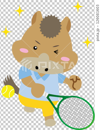 Cute horse character enjoying tennis | 2026 Year of the Horse zodiac illustration 126081603