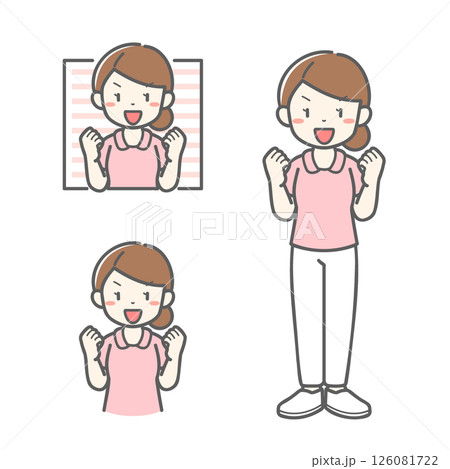 ガッツポーズをする女性看護師のベクターイラスト素材 126081722