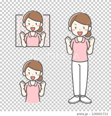 ガッツポーズをする女性看護師のベクターイラスト素材 126081722