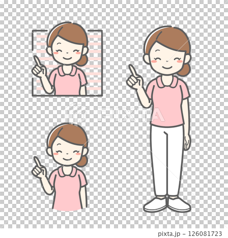 指差しで説明をする男性看護師のベクターイラスト素材 126081723
