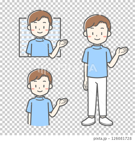 案内をする男性看護師のベクターイラスト素材 126081728