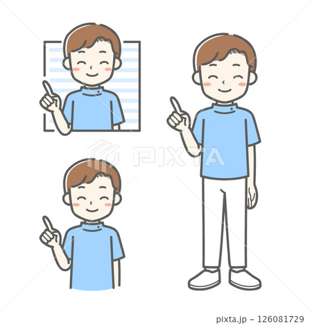 指差しで説明をする男性看護師のベクターイラスト素材 126081729
