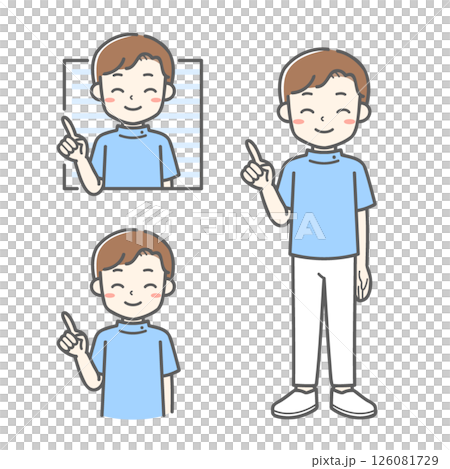指差しで説明をする男性看護師のベクターイラスト素材 126081729
