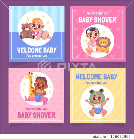 Cute babies Cards Square 126081962