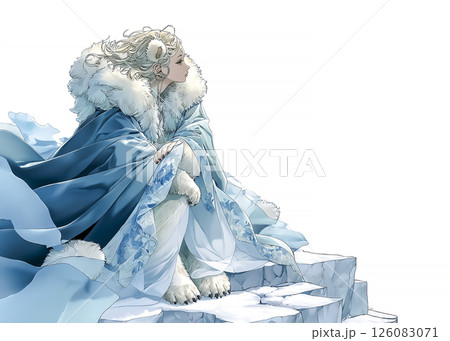 休憩するシロクマの妖精のイラスト素材 126083071