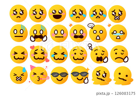 絵文字、顔文字 いろいろな表情の顔のイラストセット 2 絵文字、顔文字 いろいろな表情の顔のイラストセット 2 126083175