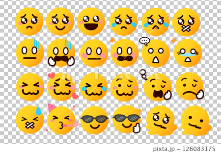 絵文字、顔文字 いろいろな表情の顔のイラストセット 2 絵文字、顔文字 いろいろな表情の顔のイラストセット 2 126083175