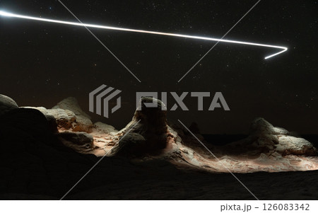 Drone used for light painting in White Pocket National Monument.  Located in Northern Arizona.  An aerial and abstract light painting. 126083342