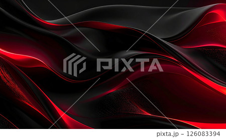 漆黒に燃えるような赤が際立つ抽象的光の構成 126083394