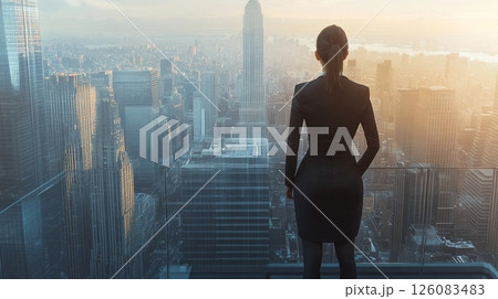 窓の外を眺めるビジネスマン 窓の外を眺めるビジネスマン 126083483