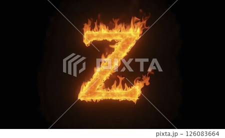 Burning Letter Z on Black Background Burning Letter Z on Black Background 126083664