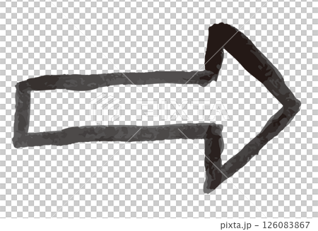 手描きの矢印。筆のブラシ。落書き風のベクターイラスト。 126083867