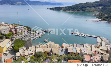 Traditional buildings. Boats in town of Porto Venere, Liguria. Sea and tourism in Italy. Nature in mountains. Traditional buildings. Boats in town of Porto Venere, Liguria. Sea and tourism in Italy. Nature in mountains. 126084198