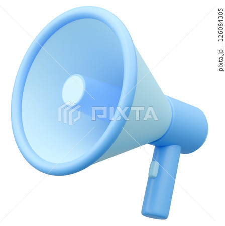 3Dイラスト_メガホン_水色 3Dイラスト_メガホン_水色 126084305