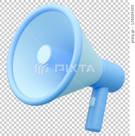 3Dイラスト_メガホン_水色 3Dイラスト_メガホン_水色 126084305