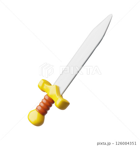 3D sword cartoon plastic style vector icon, game iron sharp blade saber, old weapon ancient warrior or medieval knight 3D sword cartoon plastic style vector icon, game iron sharp blade saber, old weapon ancient warrior or medieval knight 126084351
